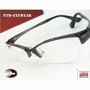 【眼鏡一式 度付レンズセット】★designメガネ★NTM-Eyewear エアロフレーム 超弾力性新素材 Gray 度付き/度なし/伊達メガネ【通販】