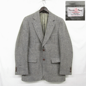 80s 90s USA製 サイズ M 程度 Harris Tweed ウール テーラード ジャケット ブレザー ハリスツイード グレー系 古着 ビンテージ 3S1506