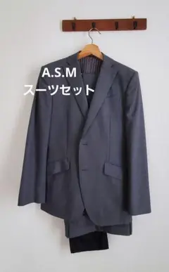 A.S.M　48　スーツ　グレー　ストライプ