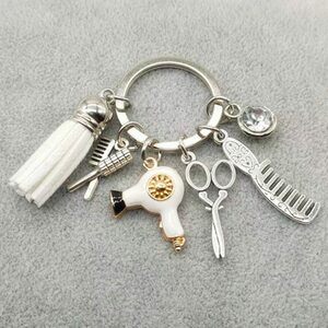 カットセット キーホルダー キーリング ハサミ クシ ドライヤー 美容 美容師 カット 切る 床屋 ペア ギフト 新品