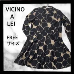 (B-554) VICINO A LEI 長袖 フレアワンピース 膝丈 Fサイズ