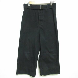 美品 20AW MHL. エムエイチエル マーガレットハウエル WASHED COTTON DRILL クロップド トラウザーズ ワイドパンツ 0 ブラック ◆