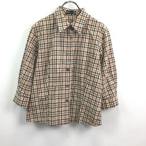 ◆お洒落な逸品◆DAKS/ダックス 7分袖　シャツ チェック柄 コットン100％ ベージュ系 9 レディース K119 ｃ3525