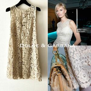 12.13・AW 国内正規美品■Dolce&Gabbana/ドルチェ＆ガッバーナ ワンピース・ドレス/シルク・lace・花柄 フローラル 42/L ドルガバ・D&G