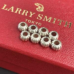 c86 極美品【ラリースミス】LARRY SMITH SHELL BEAD シェルビーズ 3個 silver シルバー カスタムパーツ ナバホ フェザー チェーン メタル