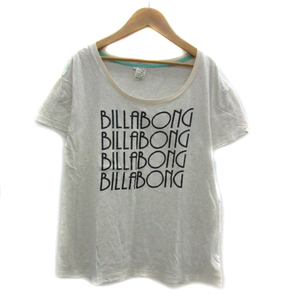 ビラボン BILLABONG Tシャツ カットソー 半袖 ラウンドネック ロゴプリント L マルチカラー アイボリー /YS26 レディース