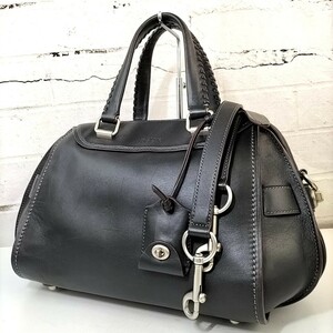 13 74 Φ 【 COACH 】 コーチ ロゴ型押し レザー 2way ショルダーベルト付 ミニボストン ハンドバッグ 手提げ トート 婦人鞄 商品ランク:B