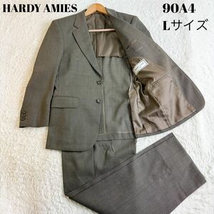 ハーディエイミス　スーツ　セットアップ　ウール　ブラウン　90A4 Lサイズ　HARDY AMIES セットアップスーツ 背抜き　ビジネス