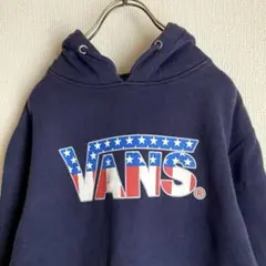 VANS バンズ スウェット パーカー ネイビー 人気 古着