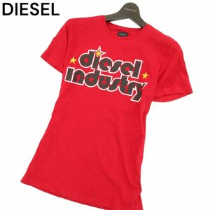 DIESEL ディーゼル 春夏 ロゴ スター プリント★ 半袖 クルーネック スリム カットソー Tシャツ Sz.S　メンズ 赤　A4T04574_4#D