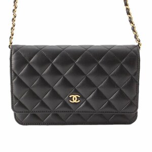 【シャネル】Chanel　マトラッセ ラムスキン チェーンウォレット ショルダーバッグ AP0250 ブラック 【中古】【正規品保証】207124