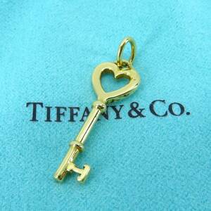 美品 Tiffany&Co. ティファニー イエロー ゴールド ハート キー ネックレス トップ 750 K18 カギ YO195