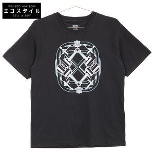 美品/国内正規/24年製 HERMES エルメス 4H4626DA カルトゥッシュ 馬銜 マキシ 半袖Tシャツ/ トップス 34 ブラック メンズ