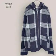 【ウェーエスシー】wesc  ジップアップパーカー　チェック　メンズ　ネイビー