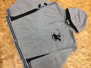 BEVERLY HILLS POLO CLUB ビバリーヒルズポロクラブ ジップアップ長袖スウェットパーカー メンズ 刺繍 ポリエステル100% 3X ライトグレー