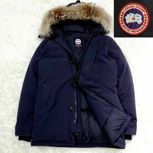 美品 L カナダグース シャトーパーカ ダウンジャケット 紺 ファー フード CANADA GOOSE CHATEAU PARKA 3426JM グリフィンタグ ネイビー