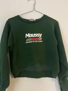 Moussy グリーン クロップドトレーナー