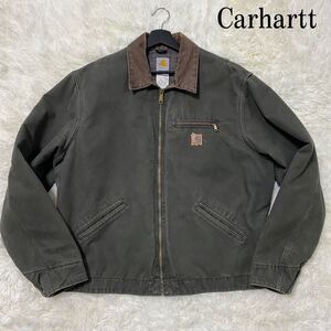 J97 MOS カーハート　デトロイトジャケット　モスグリーン　メキシコ製　グッドフェード　ヴィンテージ　希少カラー　04年製　 Carhartt