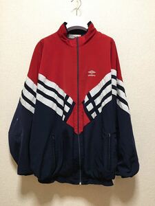 ヨーロッパ古着 umbro アンブロ ナイロンジャケット トラックジャケット ジャージ 紺×赤