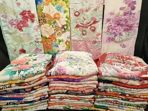 平和屋本店■1円 振袖 まとめて 50点 鳳凰 尾長鳥 折り鶴 花柄 駒刺繍 金彩 金銀糸 など 着用可能多数 未使用品あり 全て正絹 ppp1353