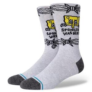 STANCE BOB WAS HERE サイズS HEATHER GREY スポンジボブ スクエアパンツ コラボコレクション インフィニット クルー ソックス 靴下