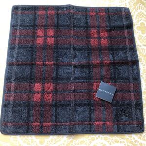 新品/BURBERRY/タオルハンカチ/正規品/綿100%/未使用/即決あり/匿名発送/バーバリー/ノバチェック/ホースマーク/タグあり/ブラック/赤　052