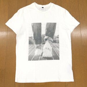 トルコ製 ARMANI JEANS アルマーニジーンズ フォトプリント ストレッチ クルーネック Tシャツ XS 白 ホワイト 半袖 カットソー メンズ 紳士