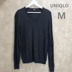 M UNIQLO ユニクロM カシミヤ入り　長袖　カットソー　ダーク　グレー