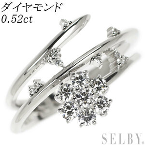 K18WG ダイヤモンド リング 0.52ct　フラワー 出品3週目 SELBY