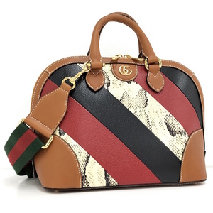 GUCCI 2WAY ショルダーバッグ ロゴ パイソン シェリーライン レザー 723344 498879