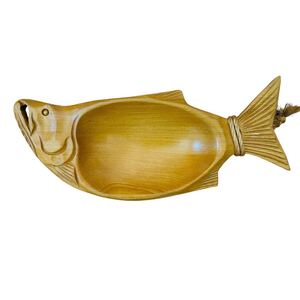 N12010 魚 木彫り 小物入れ オブジェ 置物 インテリア 木工 小物 雑貨 家具 住まい インテリア小物 アンティーク 骨董 骨董品 彫刻