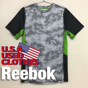 ★USA直輸入!!★正規品★【Reebok リーボック】PLAY-DRY 半袖 迷彩 Tシャツ[ユース L 14-16]グレー 緑 150 スポーツ トレーニング K2-561