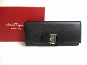 【未使用保管品】 サルバトーレ フェラガモ Salvatore Ferragamo ヴァラ レザー 2つ折り 長財布 ロングウォレット