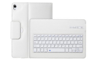 iPad Pro 11 レザーケース付き Bluetooth キーボード☆スタンド機能付き キーボード着脱可能手帳型レザーケース付き★ホワイト