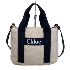 クロエ Chloe ショルダーバッグ - コットン アイボリー×ダークネイビー バッグ