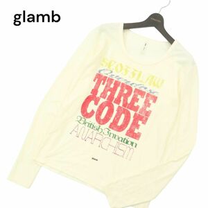 glamb グラム 通年 かすれプリント★ 長袖 パイル カットソー ロンTシャツ Sz.2　メンズ 日本製　A4T05123_5#F