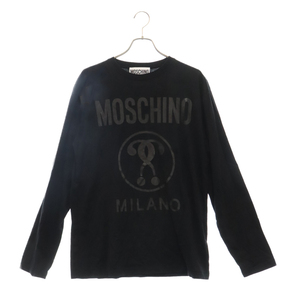 MOSCHINO モスキーノ フロントロゴ コットン長袖Tシャツ カットソー ブラック QK0258100