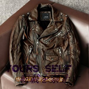 レザージャケット メンズ ハレージャケット　バイクジャケット　秋冬　ライダース 牛革 本革革ジャン S～6XL