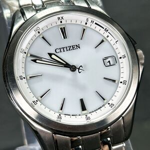 美品 CITIZEN シチズン FORMA フォルマ FRD59-2551 腕時計 電波ソーラー アナログ カレンダー ホワイト文字盤 ステンレススチール メンズ