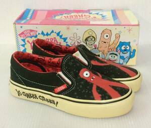 新品 未使用 レア バンズ スリッポン VANS KIDS Slip-on Multi Brobee Yo Gabba Gabba US1 19cm 子供靴 黒 赤