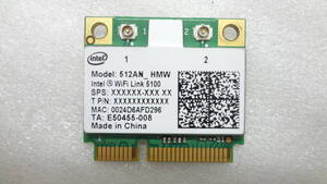 複数入荷 Intel 512AN_HMW WiFi Link 5100 MiniPCI-Ex対応 無線LANカード 中古品(MS26)