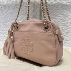 TORY BURCH ショルダーバッグ チェーン レザー タッセル ピンク