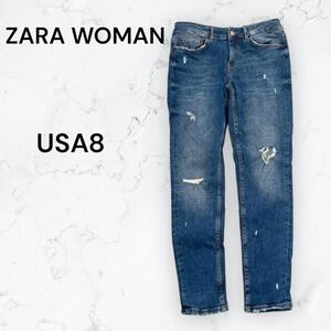 ＊ザラ＊ZARA WOMAN＊スキニーデニム ストレッチ ダメージ加工 USA8