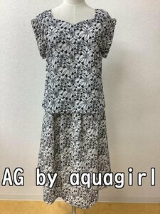 AG by アクアガール (aquagirl) タグ付き未使用 モチーフレースセットアップ 白×黒 サイズ上下ともM