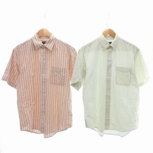 ユニクロ UNIQLO オールド 紺タグ シャツ 2枚セット おまとめ 半袖 BD M 赤 レッド 緑 グリーン /JS 1011 ■GY09 メンズ