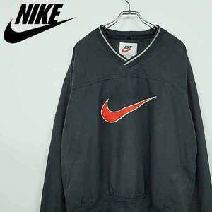 ナイキ NIKE ナイロンジャケット ブラック×レッド XL 古着 90s 