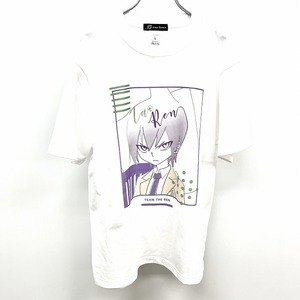 【新品/訳アリ】arma bianca SHAMAN KING シャーマンキング 道蓮 タオレン lette-graph Tシャツ TVアニメ 半袖 丸首 綿100% L 白 メンズ