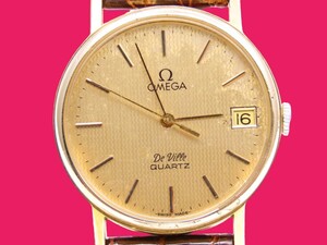 ■♪価格高騰! 資産価値！ 稼働 電池新品 メンズ ビンテージ 高級超レア！ OMEGA オメガ Deville デビル デートクオーツ 難有