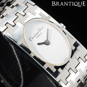 【電池交換済み】 Christian Dior ディオール D70-100 白 文字盤 ブレスウォッチ USED 稼働 ブランド レディース 腕時計 「24162」