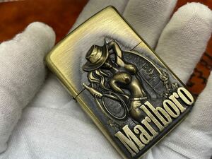 1円 ZIPPO ライター マルボロ Marlboroジッポ Zippoオイルライター真鍮製 中古品 喫煙グッズ ジッポー 火花確認済R658114